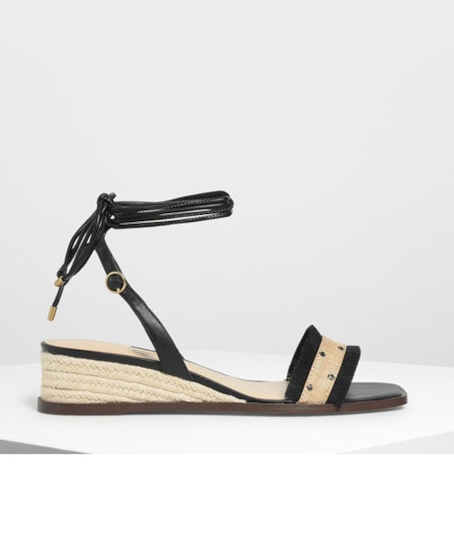 ウーベンレースアップ エスパドリーユウェッジ /Woven Lace-Up Espadrille Wedges