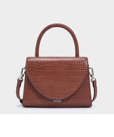クロックエフェクトストラクチャー トップハンドル / Croc-Effect Structured Top Handle Bag