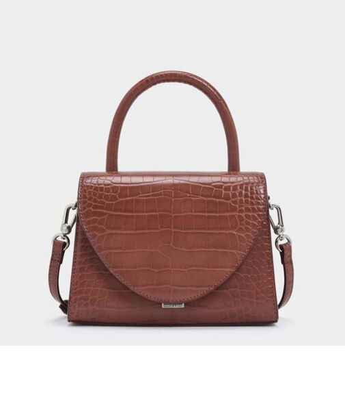 クロックエフェクトストラクチャー トップハンドル / Croc-Effect Structured Top Handle Bag