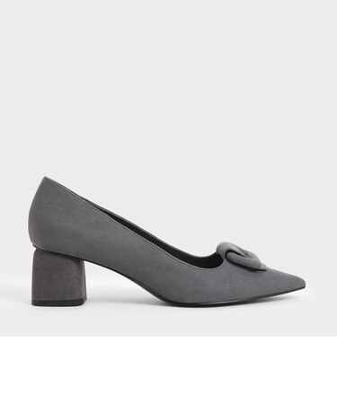 フロントバックル テクスチャードパンプス / Front Buckle Textured Pumps