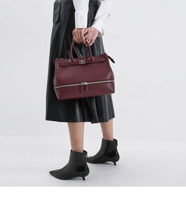 ラージ2ウェイジップストラクチャードトートバッグ / Large Two-Way Zip Structured Tote Bag