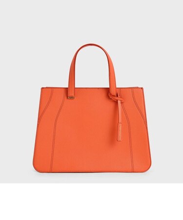 クロックエフェクト ダブルトップハンドルトートバッグ / Croc-Effect Double Top Handle Tote Bag