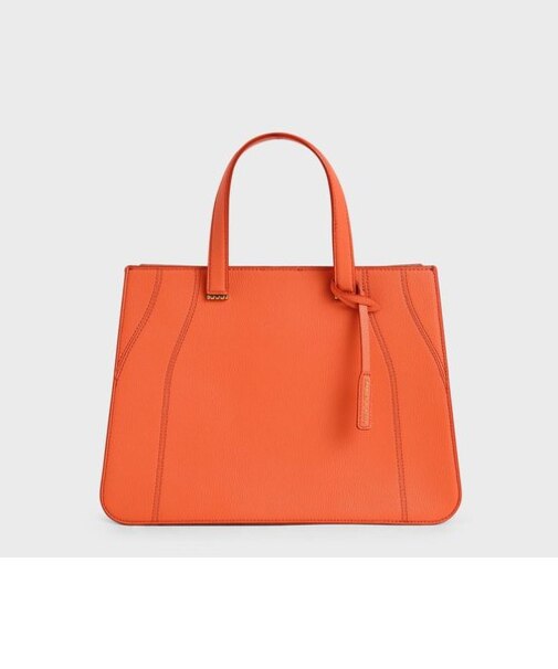 クロックエフェクト ダブルトップハンドルトートバッグ / Croc-Effect Double Top Handle Tote Bag