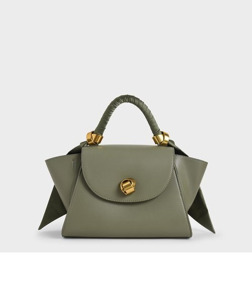 美品✨CHARLES & KEITH サテンプリーツドスカーフ トラペーズバッグ サテンプリーツドスカーフ トラペーズバッグ / Satin Pleated