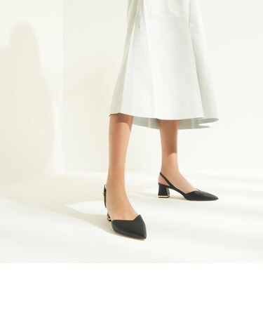 トラペーズヒール スリングバックパンプス / Trapeze Heel Slingback Pumps