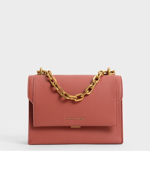 CHARLES & KEITH フロントフラップ チェーンハンドルバッグ フロントフラップ チェーンハンドルクロスボディバッグ