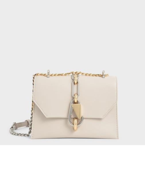 メタリックアクセント ターンロッククロスボディバッグ / Metallic Accent Turn-Lock Crossbody Bag