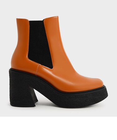 オデットパテントレザー チェルシープラットフォームブーツ / Odette Patent Leather Chelsea Platform Boots