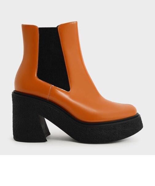 オデットパテントレザー チェルシープラットフォームブーツ / Odette Patent Leather Chelsea Platform Boots