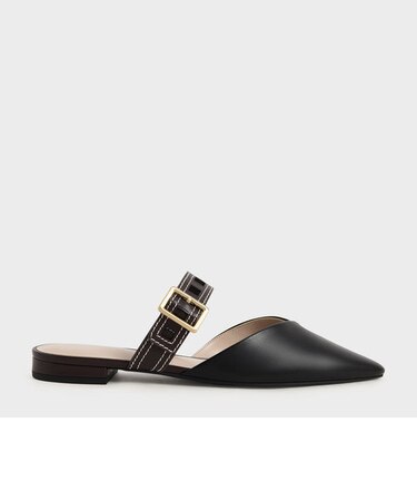 カットアウトストラップ フラットミュールパンプス / Cut-Out Strap Flat Mule Pumps 