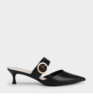 バックルストラップ スプールヒールミュール