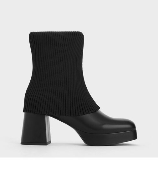 Evie エヴィ ニットソックスアンクルブーツ 