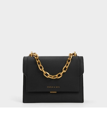 フロントフラップ チェーンハンドルクロスボディバッグ 