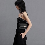 メッシュ&レザー モノグラムショルダーバッグ 