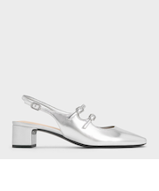 ダブルストラップ スリングバックメリージェーンパンプス