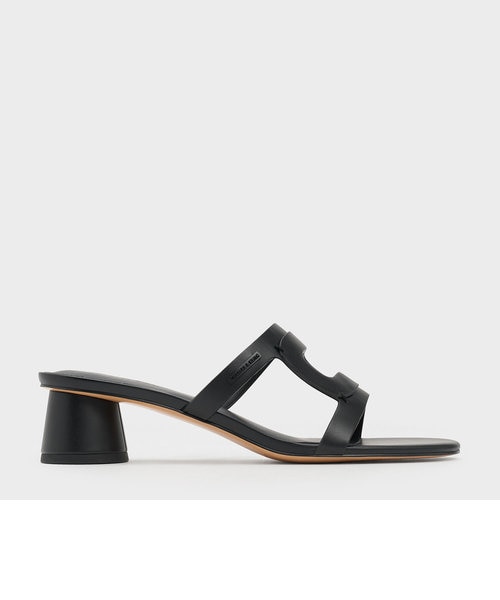 YOSHITO ホワイトカットアウトミュールサンダル YOSHITO ホワイトカットアウトミュールサンダル