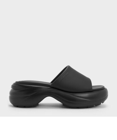 ワイドストラップ カーブプラットフォームスポーツサンダル 