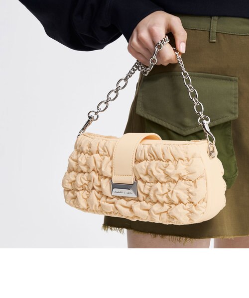 ルーシュドナイロン チェーンハンドルバッグ ｜チャールズ＆キースの