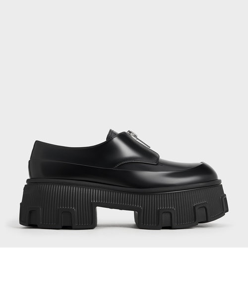 CHARLES & KEITH ジップアップ プラットフォームローファー ジップアップ プラットフォームローファー｜チャールズ＆キースの通販