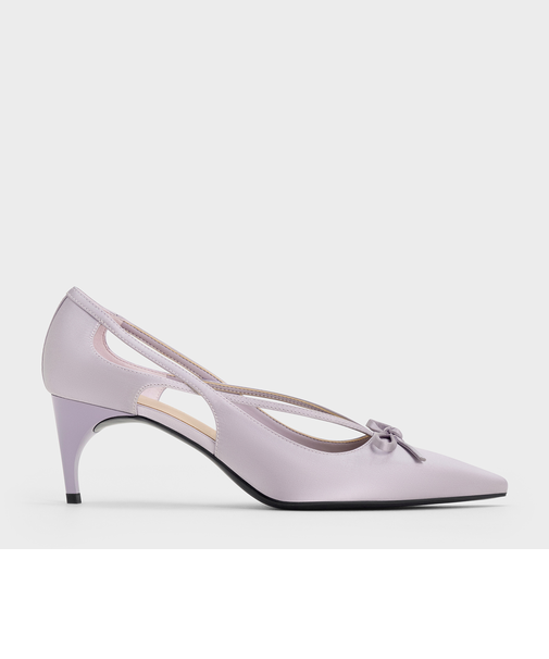 カットアウト キトゥンヒールパンプス