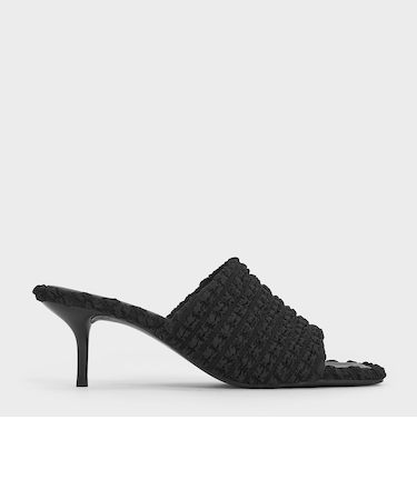 Loren ローレン テキスチャーキトゥンヒールミュール