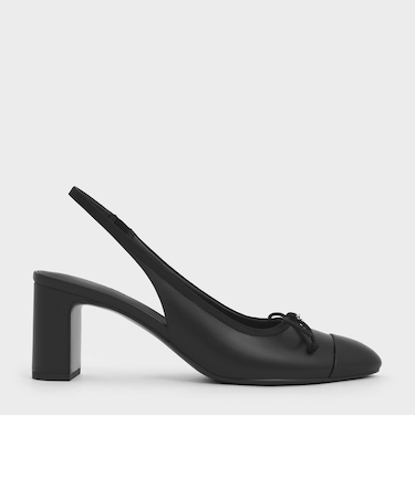 ボウ キャップトゥスリングバックパンプス