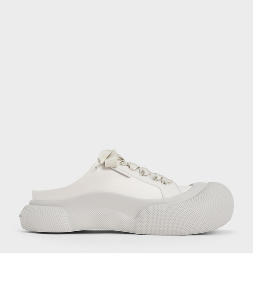 サテン レースアップスリッポンスニーカー