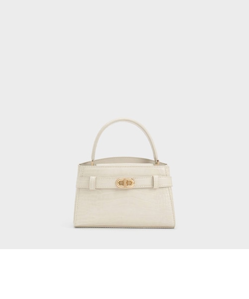 Aubrielle オブリエル クロックエフェクトトップハンドルバッグ