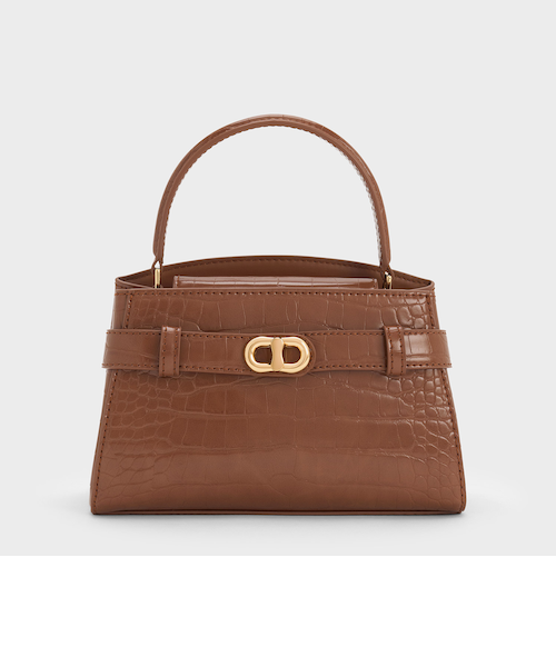 Aubrielle オブリエル クロックエフェクトトップハンドルバッグ