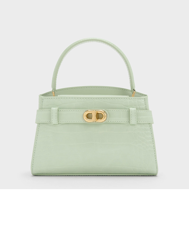 Aubrielle オブリエル クロックエフェクトトップハンドルバッグ