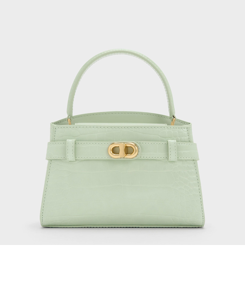 Aubrielle オブリエル クロックエフェクトトップハンドルバッグ