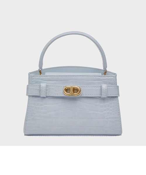 Aubrielle オブリエル クロックエフェクトトップハンドルバッグ ブルー Aubrielle オブリエル クロックエフェクトトップハンドルバッグ