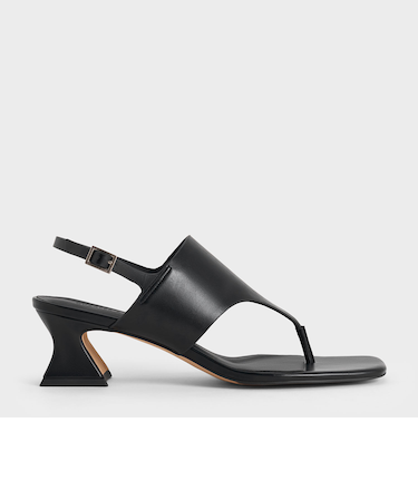 ワイドストラップ ヒールトングサンダル