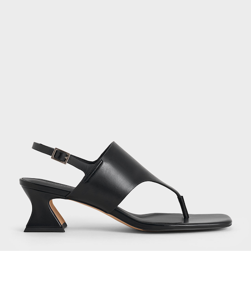 ワイドストラップ ヒールトングサンダル