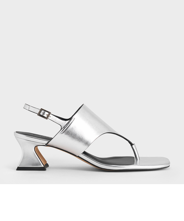 ワイドストラップ ヒールトングサンダル