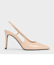 チェーンアクセント ポインテッドトゥスリングバックパンプス