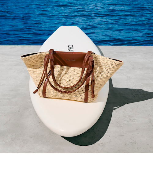 【美品✨】チャールズアンドキース　シャリア ラフィアウーブントートバッグ CHARLES & KEITH｜Shalia シャリア ラフィアウーブントート
