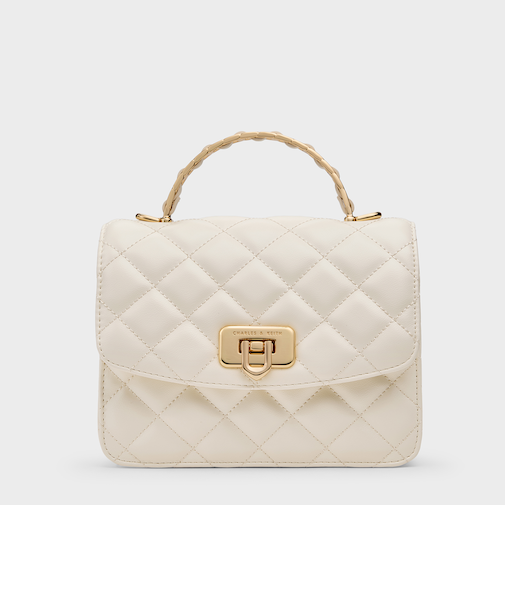 Cressida クレシダ キルトプッシュロックトップハンドルバッグ