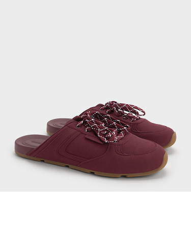 テクスチャー レースアップスリッポンスニーカー