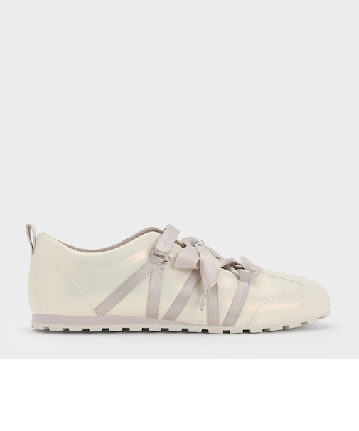 Silko シルコウ フォースエードサテンレースバレエスニーカー