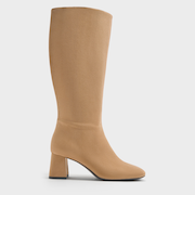 スクエアトゥ サイドジップニーハイブーツ