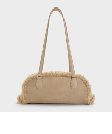 Nelly ネリ スエード&フォーシャーリングイロンゲイティッドショルダーバッグ