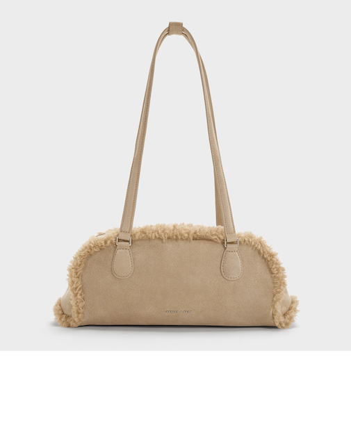 Nelly ネリ スエード&フォーシャーリングイロンゲイティッドショルダーバッグ