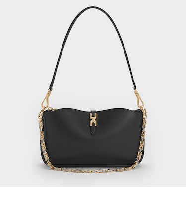 Adalyn アダリン メタリックアクセント チェーンハンドルショルダーバッグ