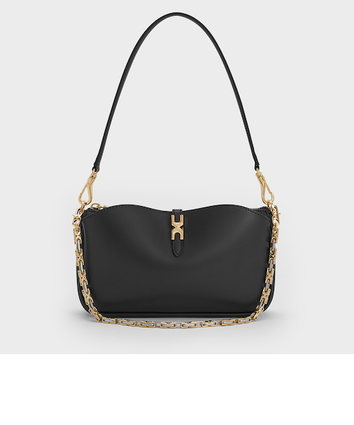 Adalyn アダリン メタリックアクセント チェーンハンドルショルダーバッグ