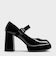 パテント ブロックヒールプラットフォームメリージェーンパンプス