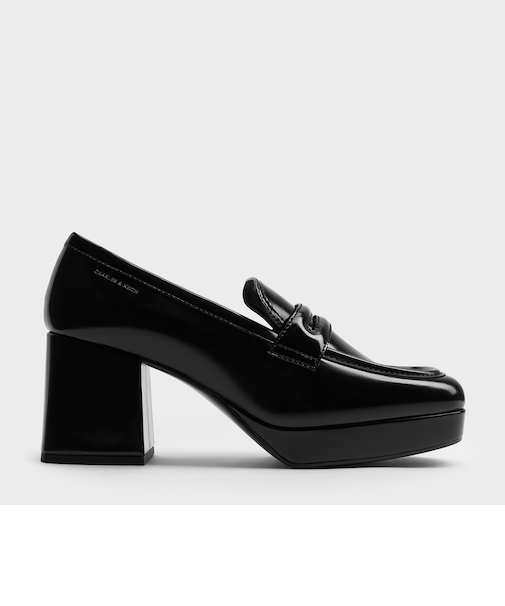 プラットフォーム ブロックヒールローファーパンプス