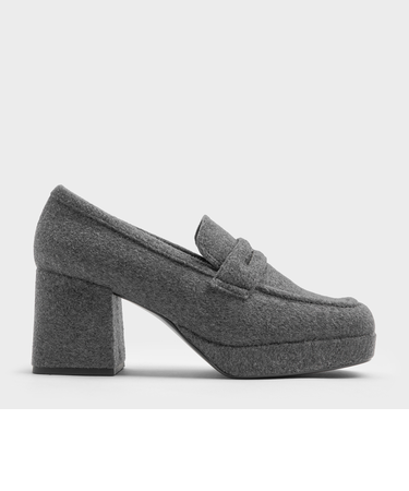 プラットフォーム ブロックヒールローファーパンプス