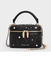 Arwen アルウェン キルトパールエンベリッシュドトップハンドルバニティバッグ