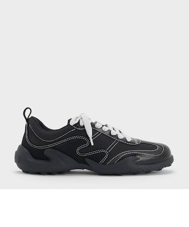 Minette ミネット ナイロンテクスチャーコントラストパネルスニーカー